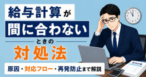 給与計算が間に合わないときの原因や対処法を解説した記事のアイキャッチ画像